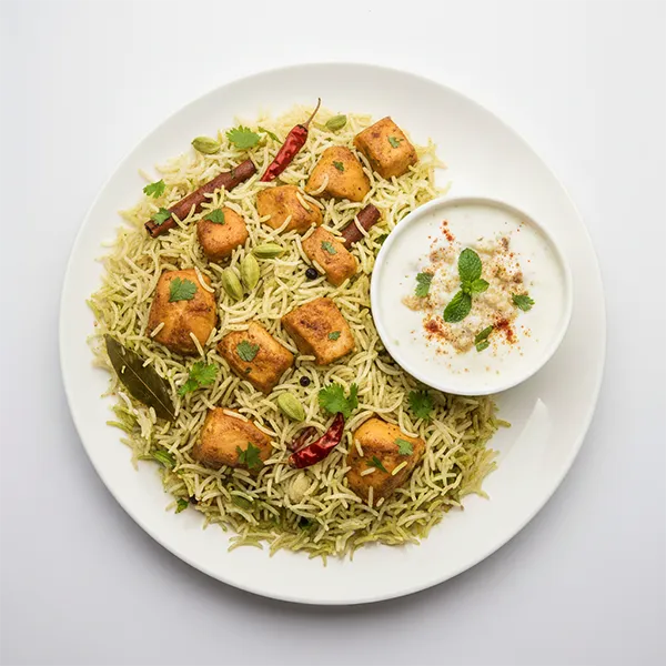 Konkan Chicken Pulao with Burani Raita